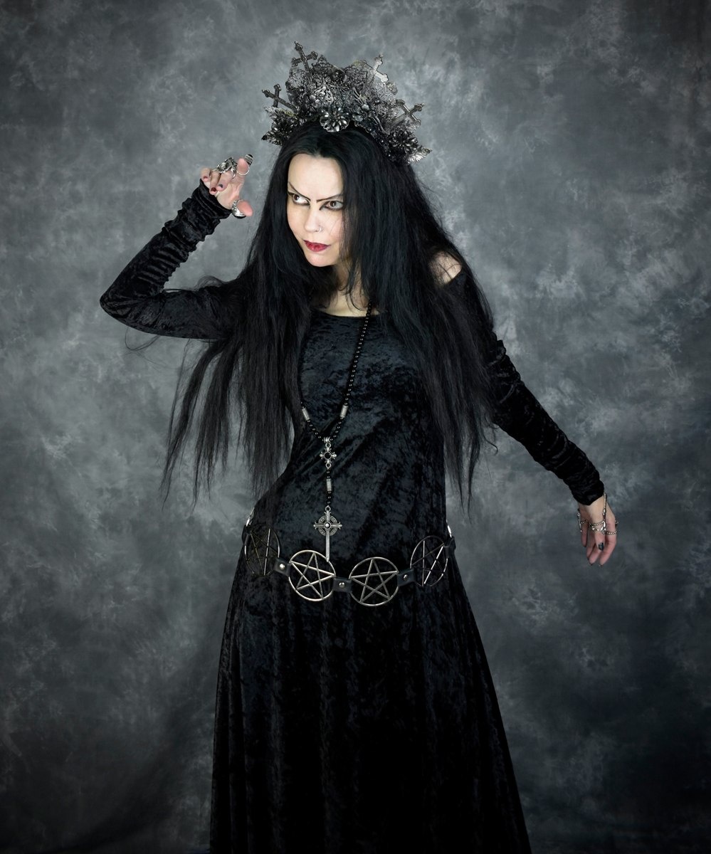 Velvet Minerva Witch Dress - crushed velvet long witchy dress by Moonmaiden Gothic Clothing