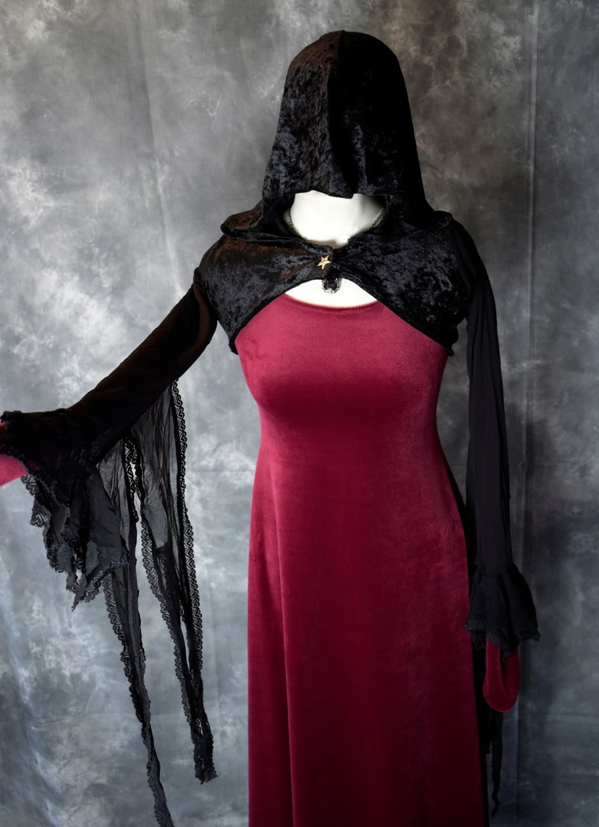 Haunted Enchantress Bolero - Mesh, Velvet and Lace spooky witchy bolero by Moonmaiden Gothic Clothing