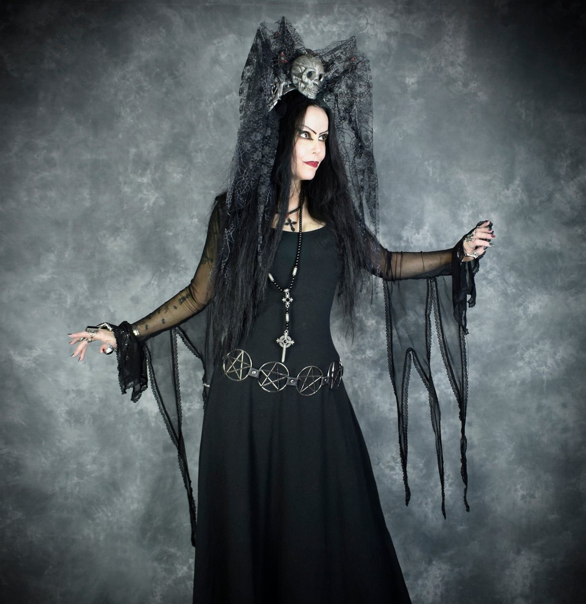 Haunted Enchantress Bolero - Mesh, Velvet and Lace spooky witchy bolero by Moonmaiden Gothic Clothing