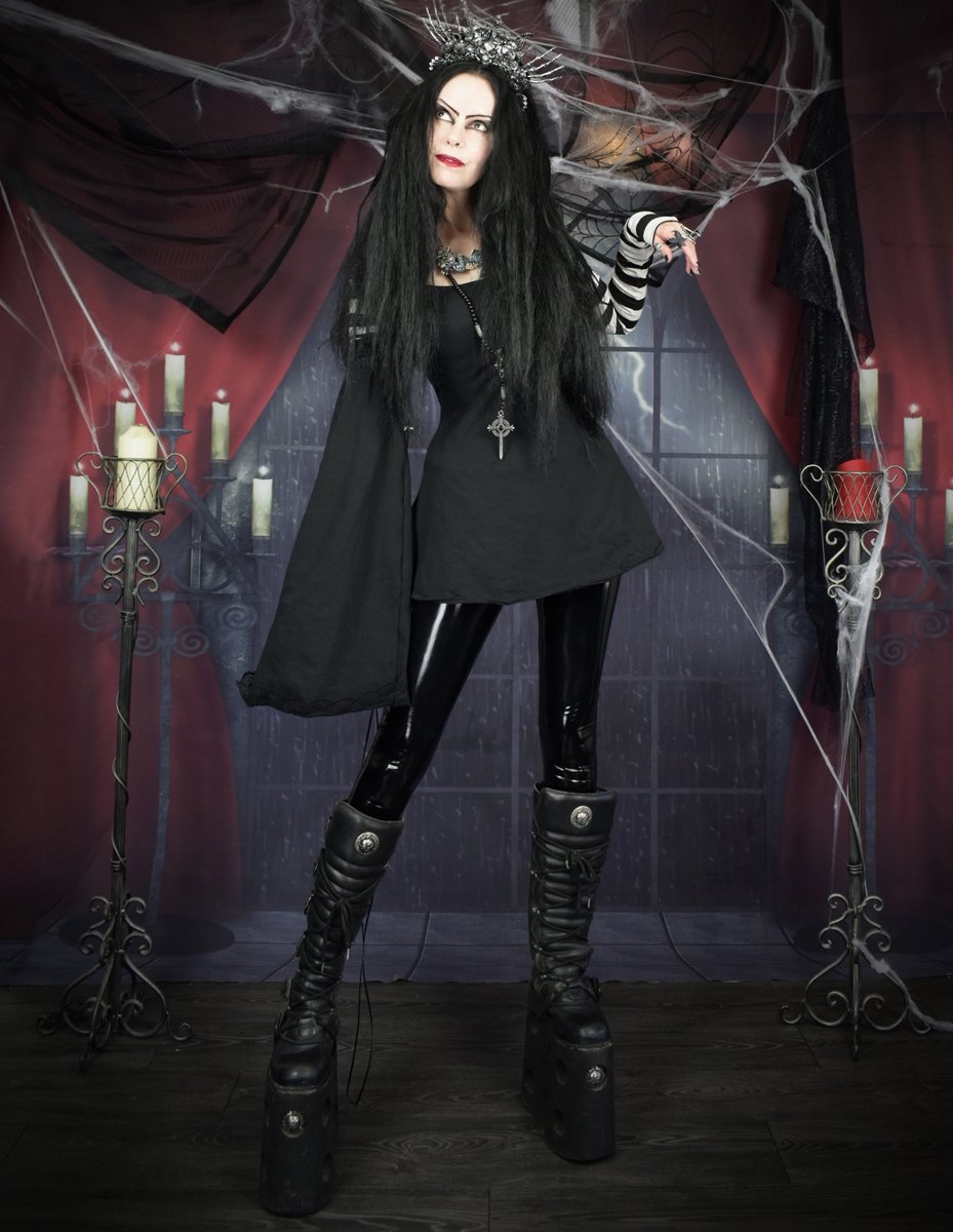 Graveheart Gloves - cotton lycra overlong witchy steampunk gloves by Moonmaiden Gothic Clothing