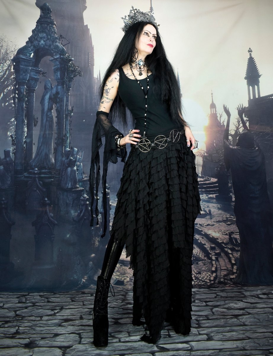 The Sleeveless Minerva Top - cotton lycra witchy top by Moonmaiden Gothic Clothing