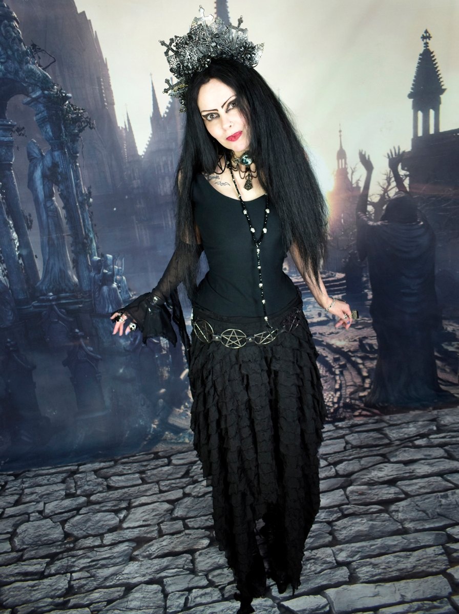 The Sleeveless Minerva Top - cotton lycra witchy top by Moonmaiden Gothic Clothing