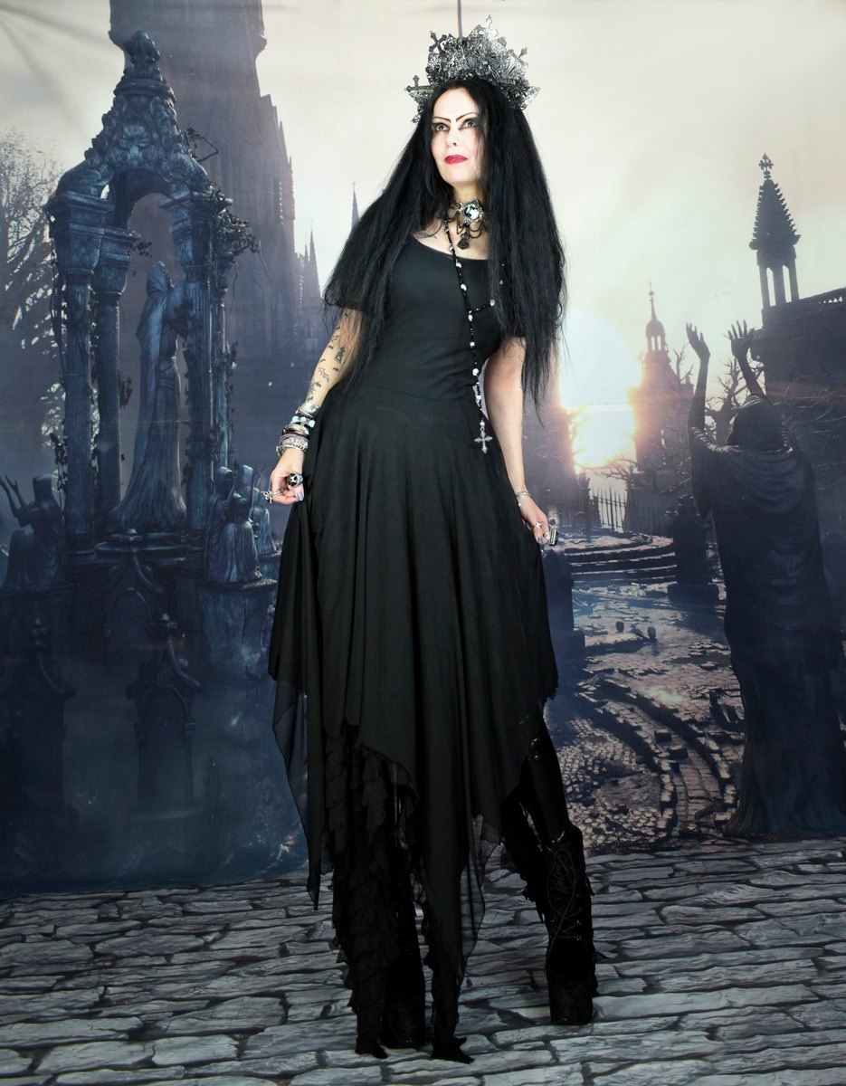 The Sleeveless Minerva Top - cotton lycra witchy top by Moonmaiden Gothic Clothing