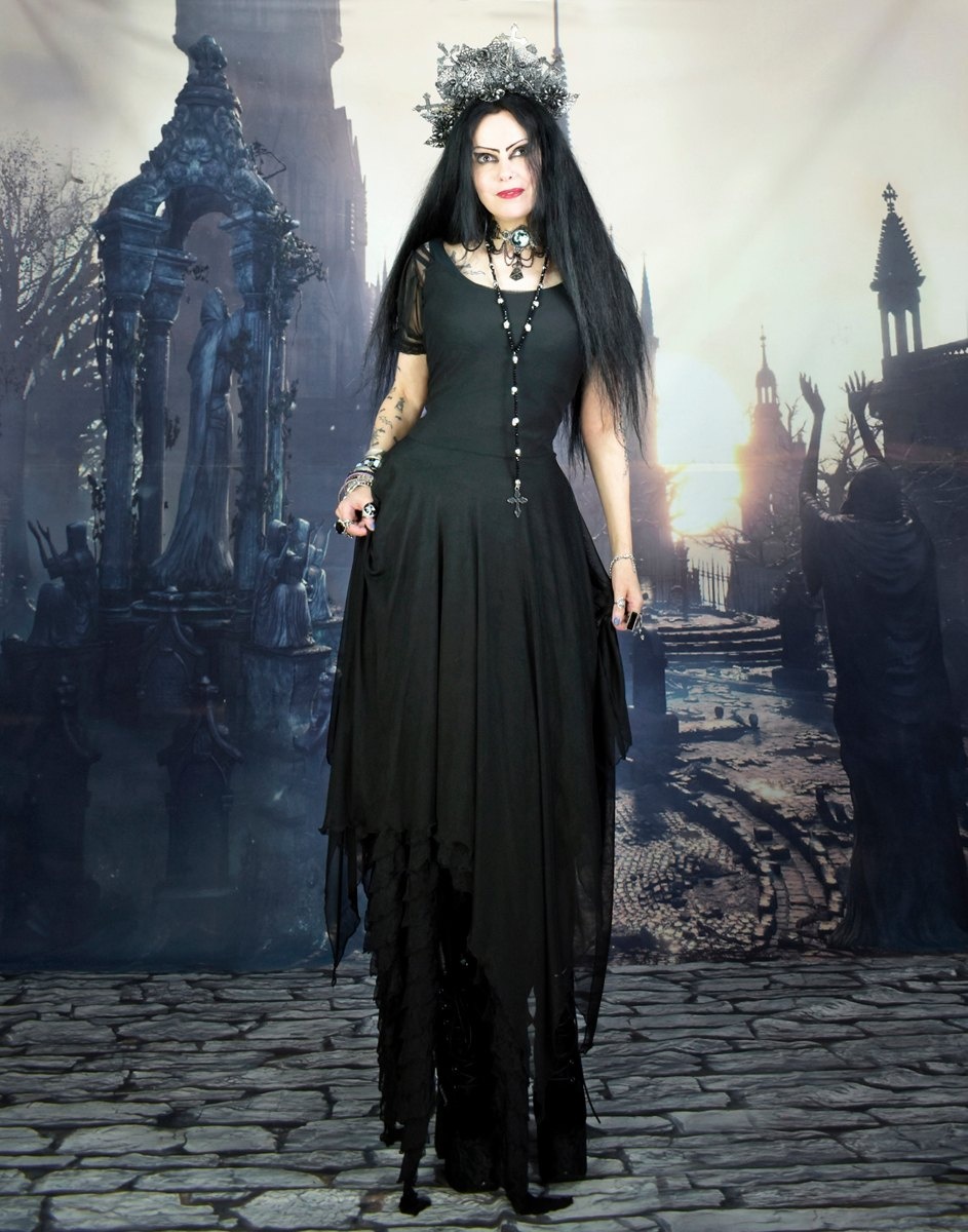The Sleeveless Minerva Top - cotton lycra witchy top by Moonmaiden Gothic Clothing