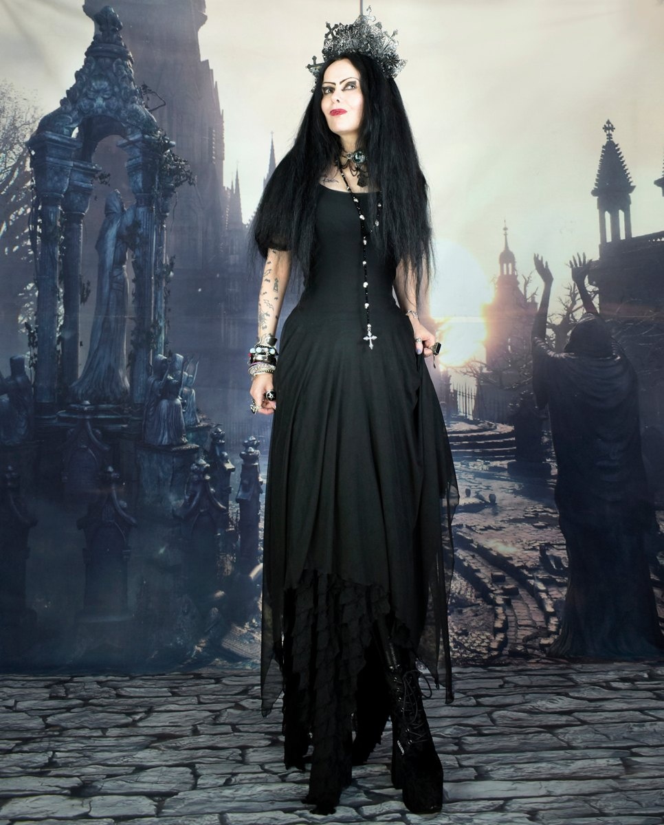 The Sleeveless Minerva Top - cotton lycra witchy top by Moonmaiden Gothic Clothing