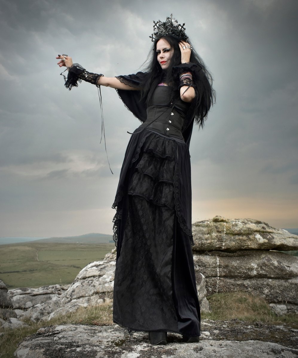 Adella Skirt 2 - long steamed velvet, taffeta, lace and mesh steampunk goth witch skirt by Moonmaiden Gothic Clothing