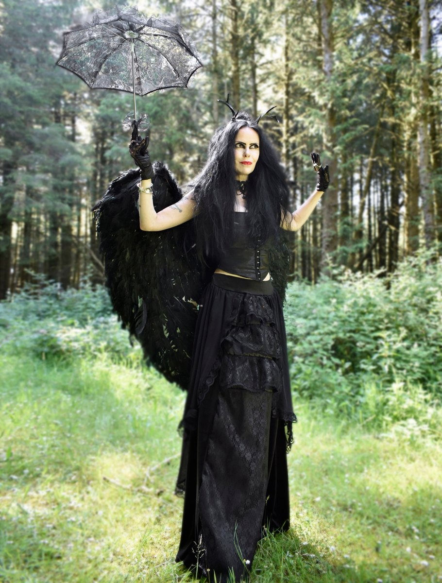 Adella Skirt 2 - long steamed velvet, taffeta, lace and mesh steampunk goth witch skirt by Moonmaiden Gothic Clothing