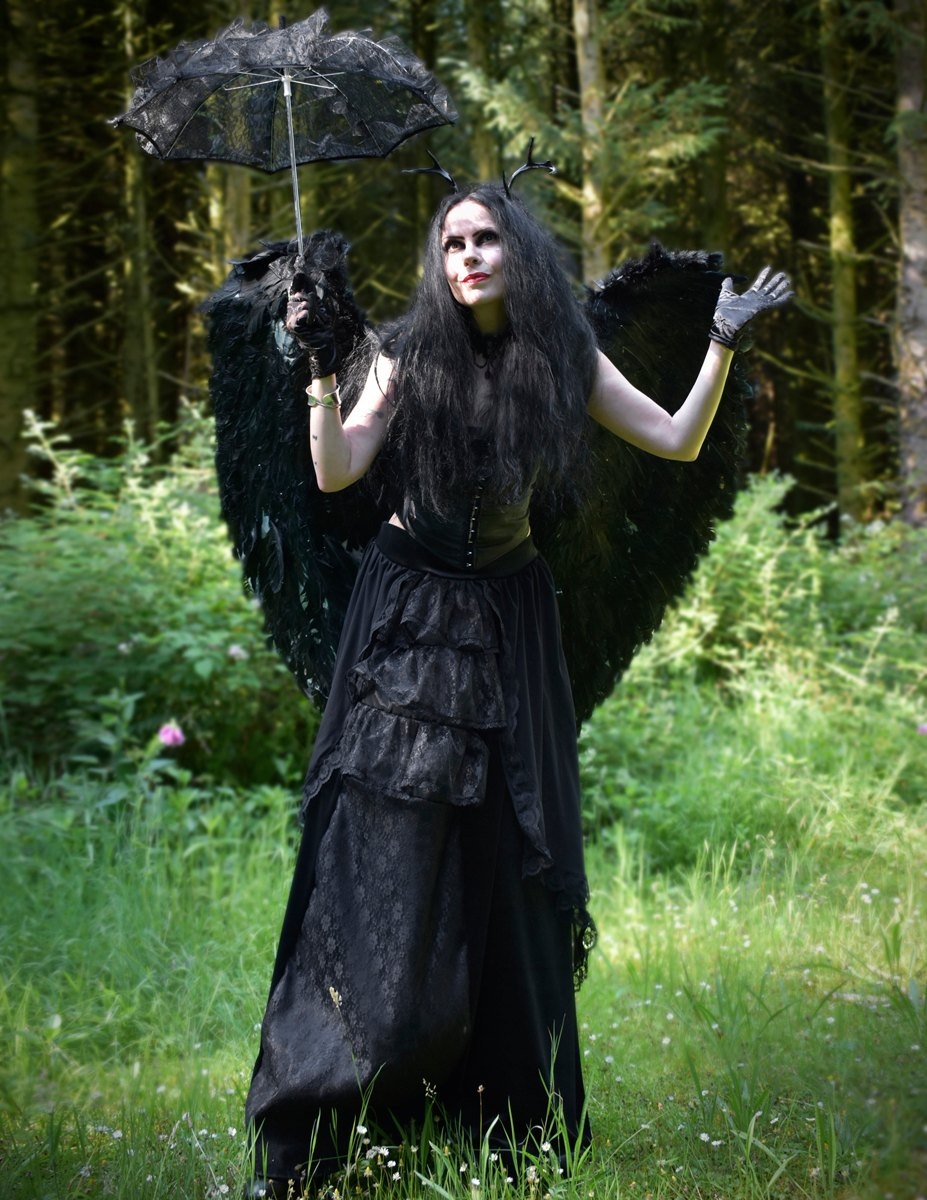 Adella Skirt 2 - long steamed velvet, taffeta, lace and mesh steampunk goth witch skirt by Moonmaiden Gothic Clothing