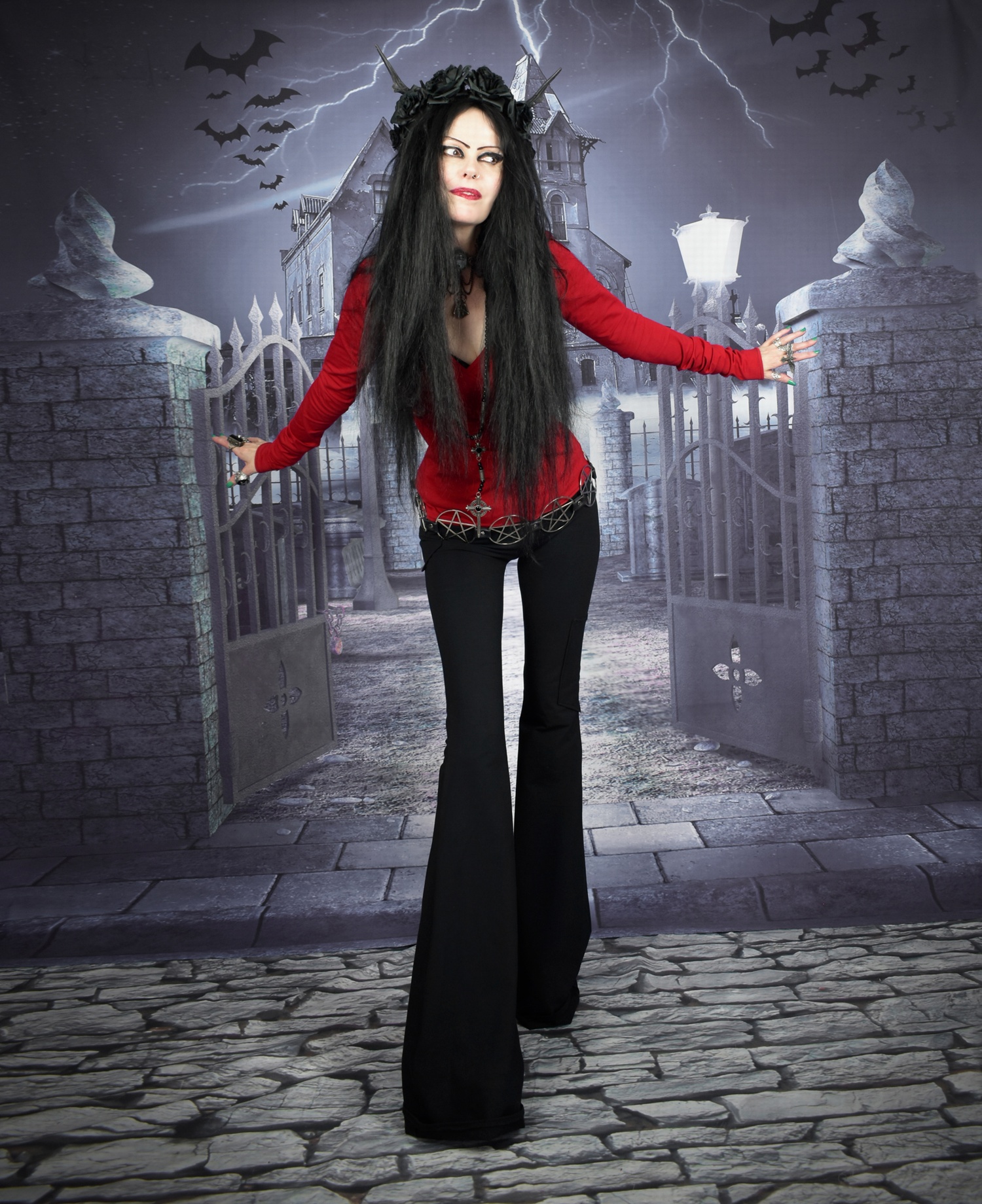Elven Huntress Trousers - cotton lycra long goth witch trousers by Moonmaiden Gothic Clothing