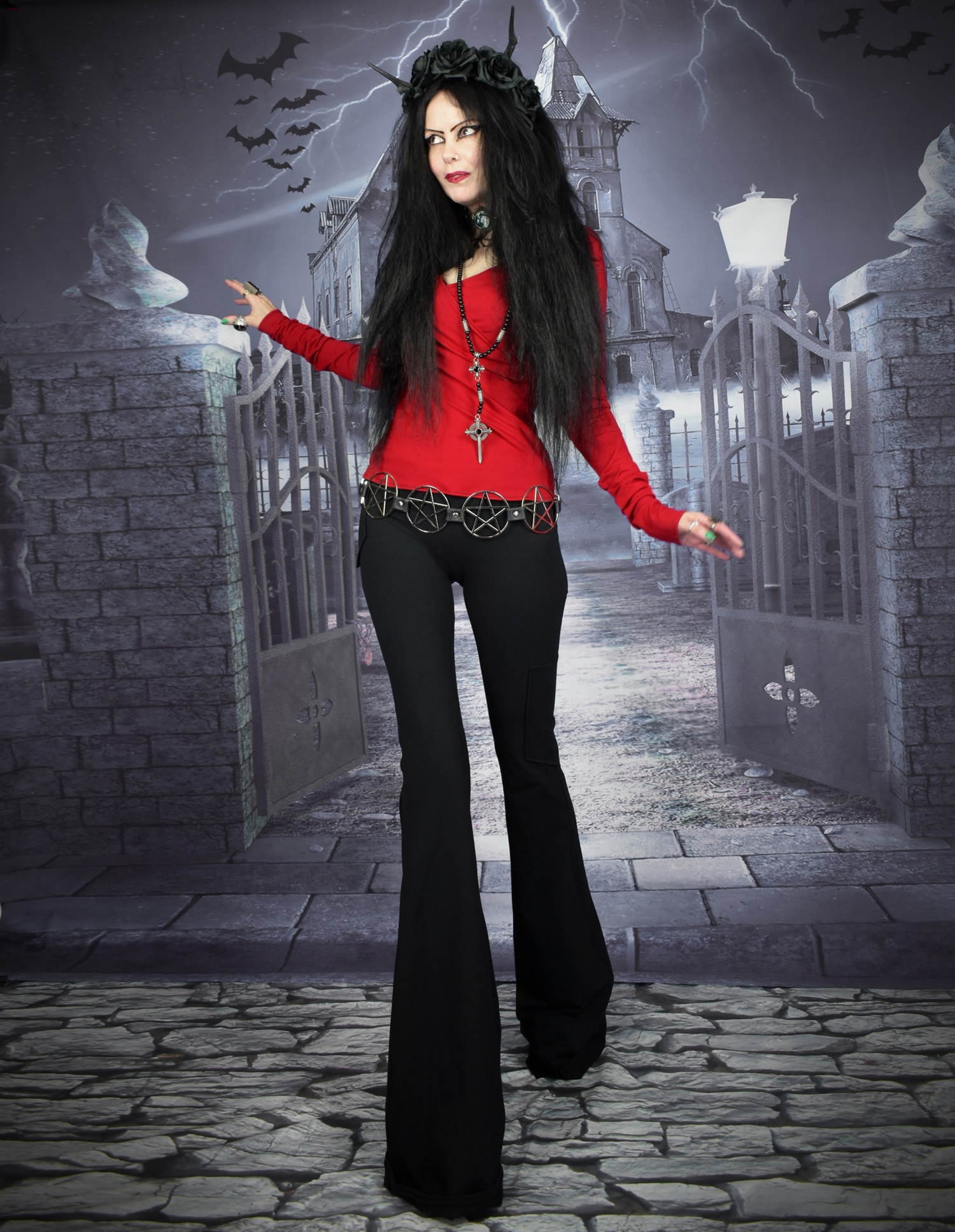 Elven Huntress Trousers - cotton lycra long goth witch trousers by Moonmaiden Gothic Clothing