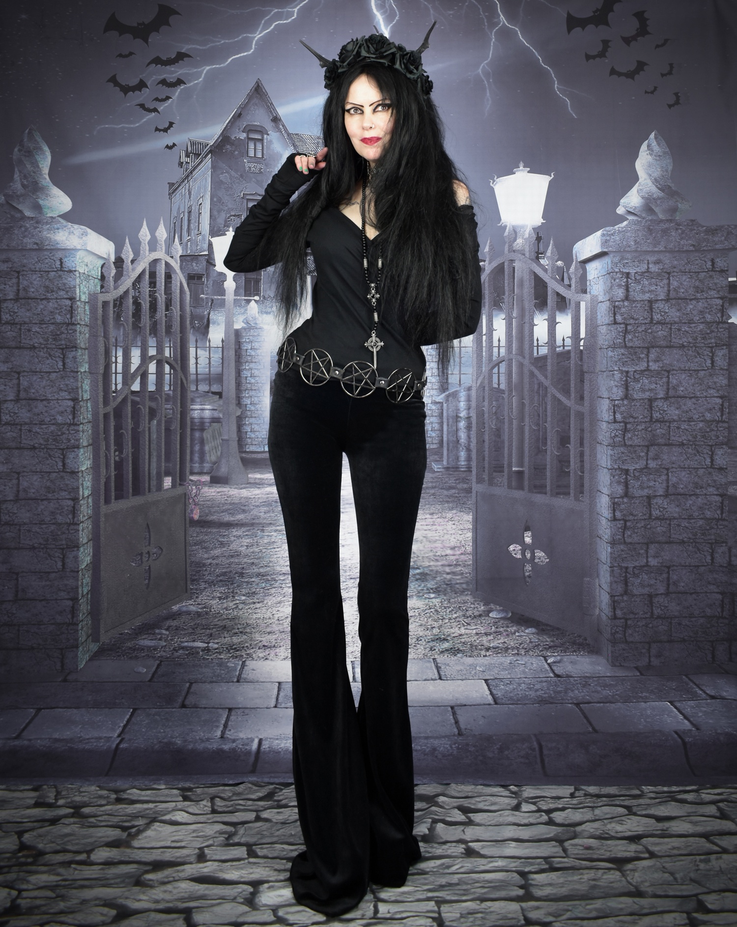 Moonshadow Bootcut Trousers - steamed velvet witch trousers by Moonmaiden Gothic Clothing