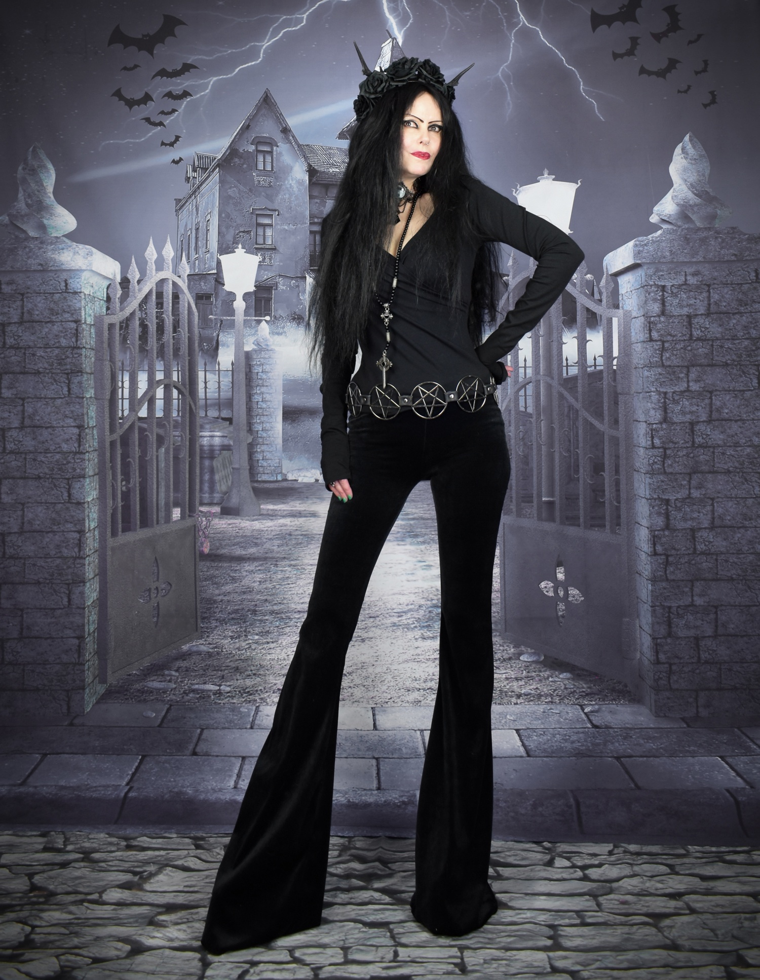 Moonshadow Bootcut Trousers - steamed velvet witch trousers by Moonmaiden Gothic Clothing