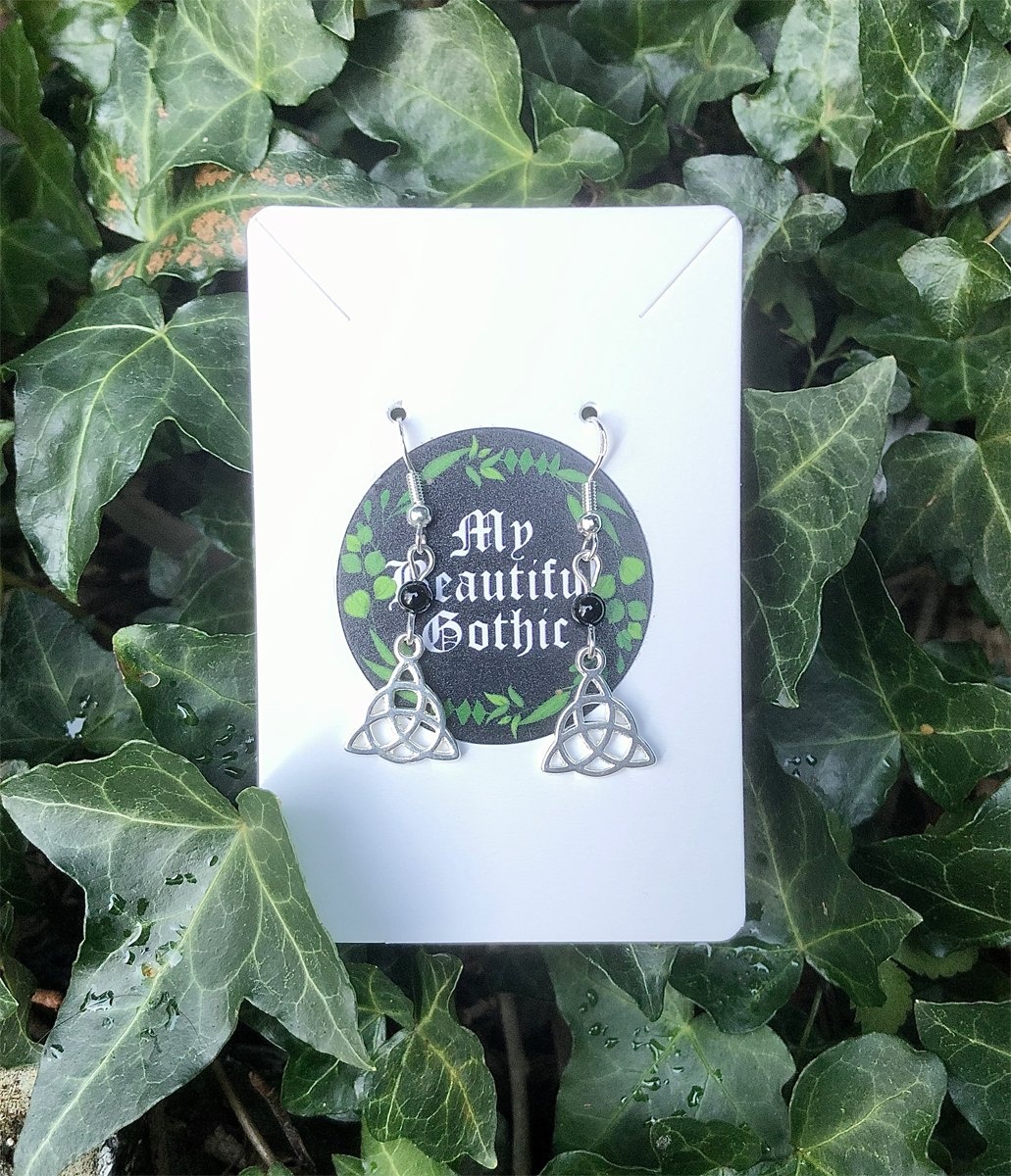My Beautiful Gothic Celtic Knot and Black Onyx Earrings