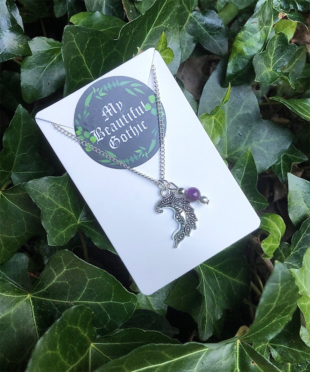 My Beautiful Gothic Moon and Amethyst Necklace