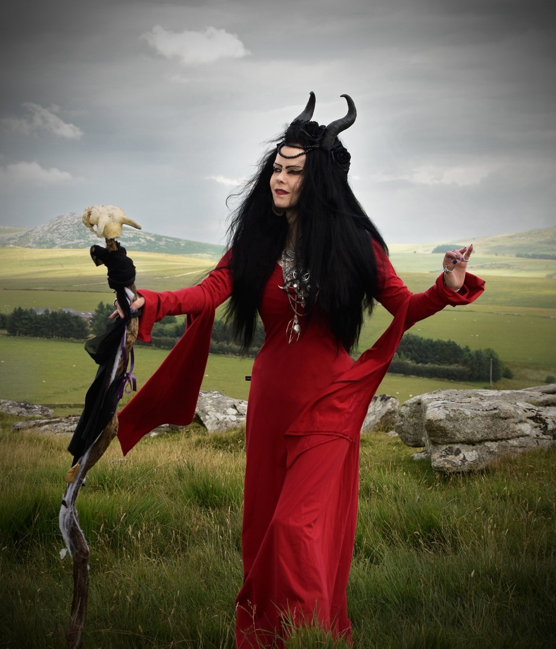 The Morrigan Witch Dress - Epic Cotton Lycra hooded dress witchiness by Moonmaiden Gothic Clothing!