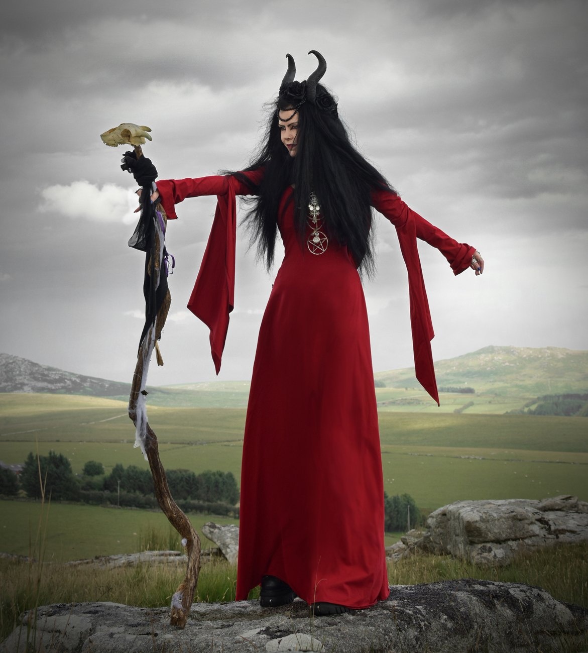 The Morrigan Witch Dress - Epic Cotton Lycra hooded dress witchiness by Moonmaiden Gothic Clothing!
