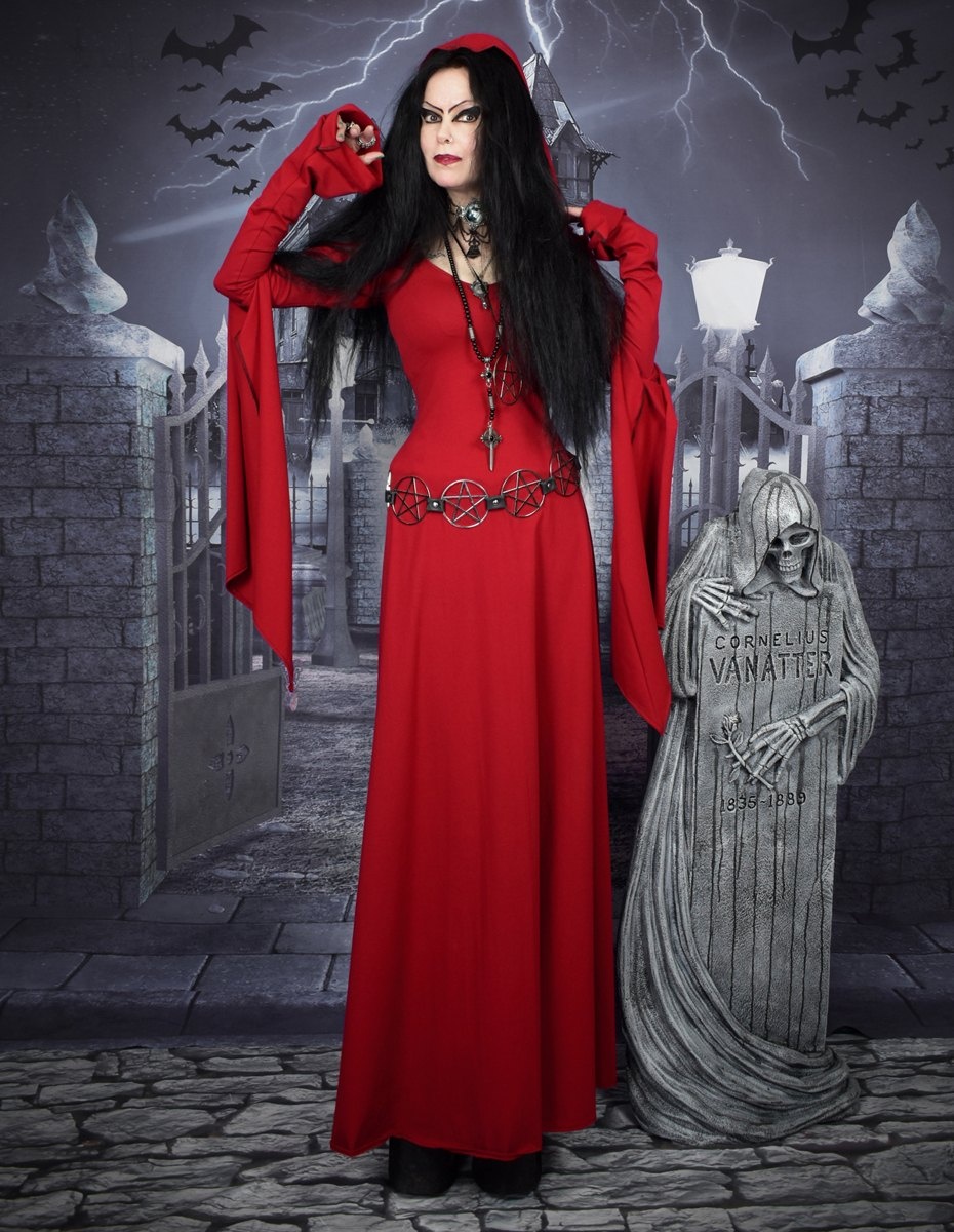 The Morrigan Witch Dress - Epic Cotton Lycra hooded dress witchiness by Moonmaiden Gothic Clothing!