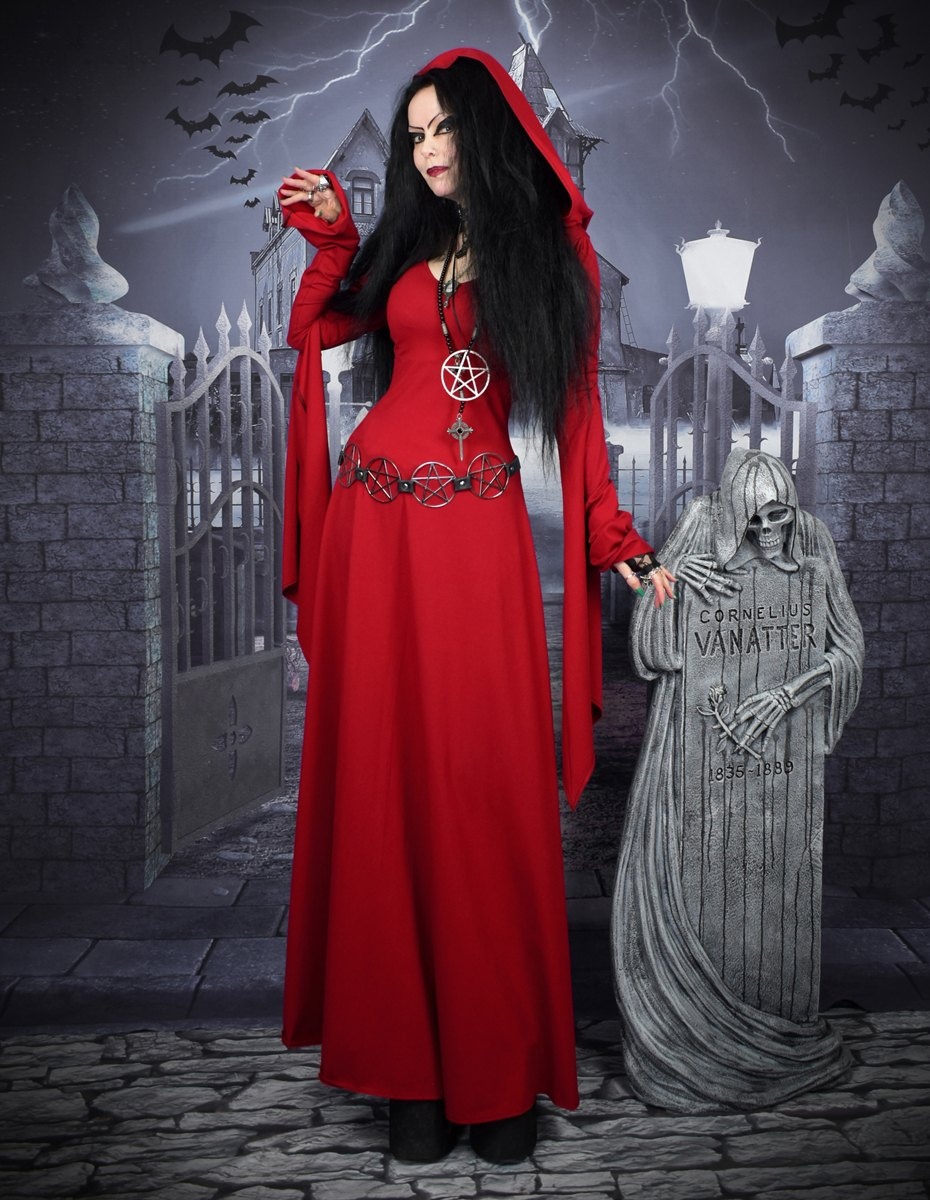 The Morrigan Witch Dress - Epic Cotton Lycra hooded dress witchiness by Moonmaiden Gothic Clothing!