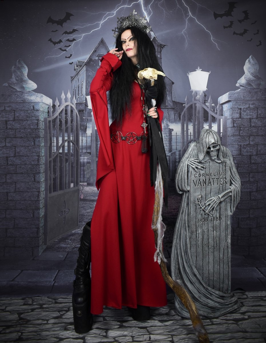 The Morrigan Witch Dress - Epic Cotton Lycra hooded dress witchiness by Moonmaiden Gothic Clothing!
