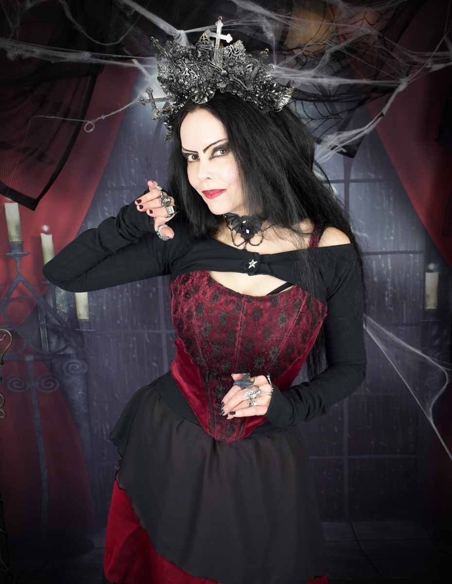 Minerva Bolero- Cotton Lycra Witchy shrug with overlong sleeves by Moonmaiden Gothic Clothing