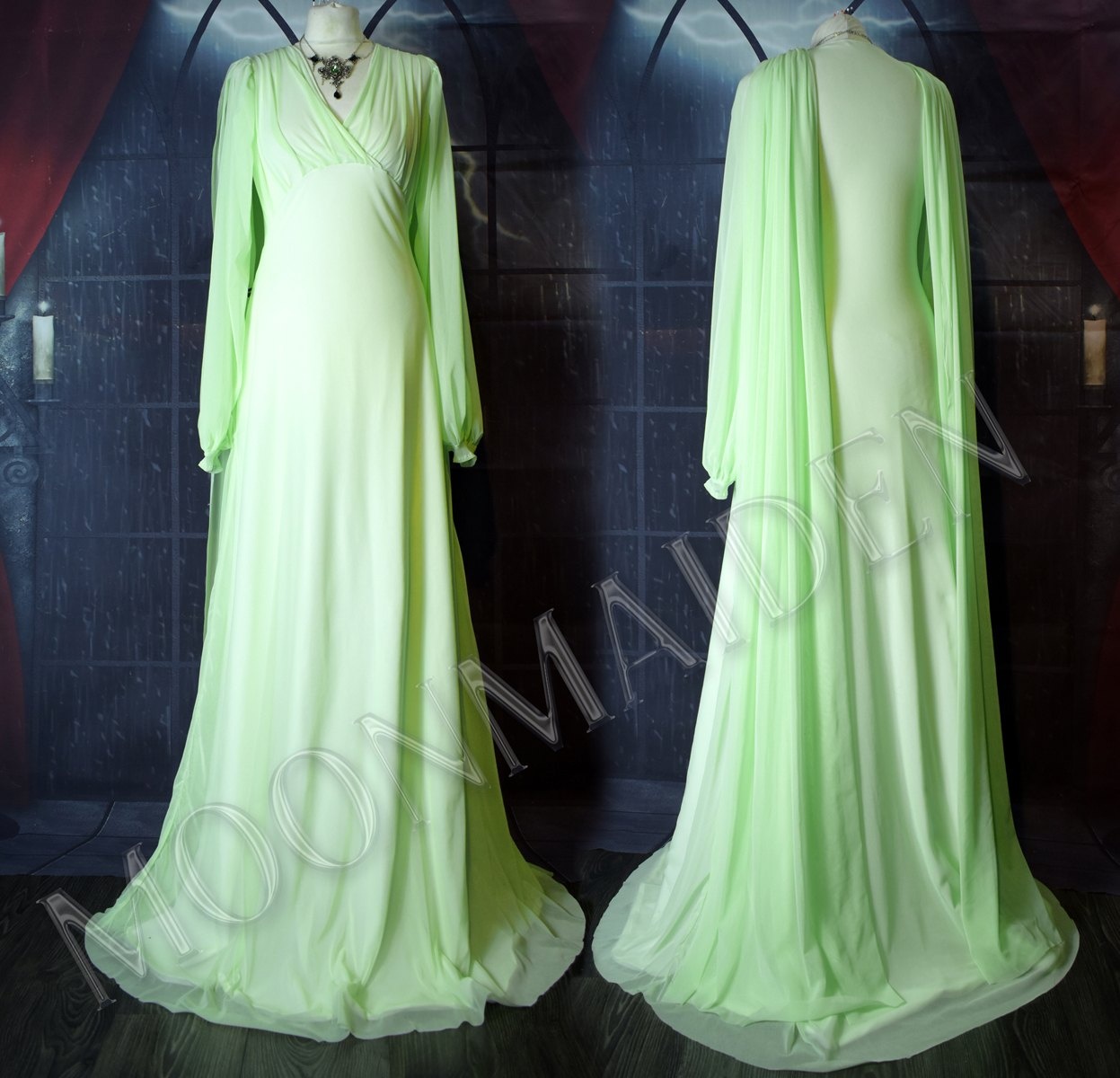 Elvira Blithe Spirit Gown - Elvira Condomine cosplay dress by Moonmaiden Gothic Clothing