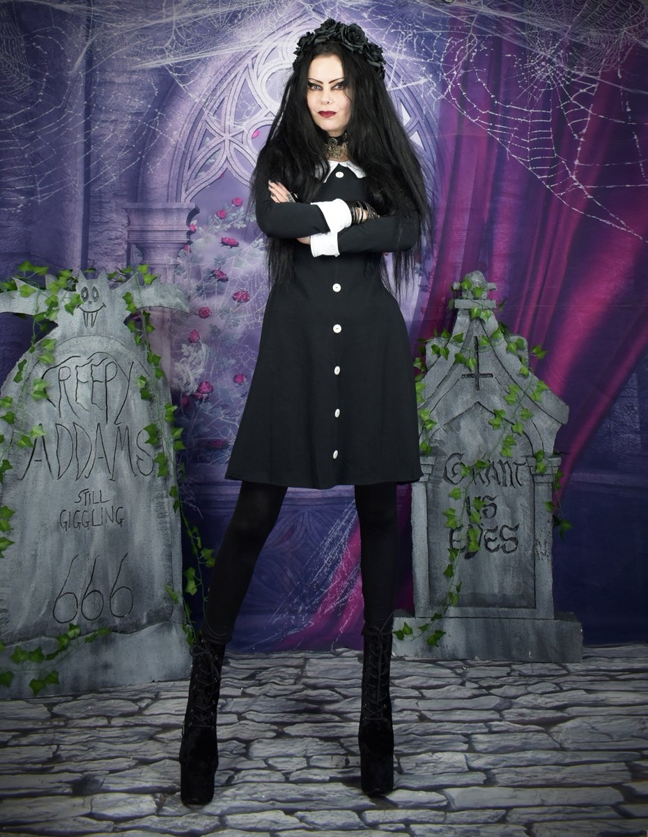 The classic Wednesday Addams Minidress by Moonmaiden Gothic Clothing