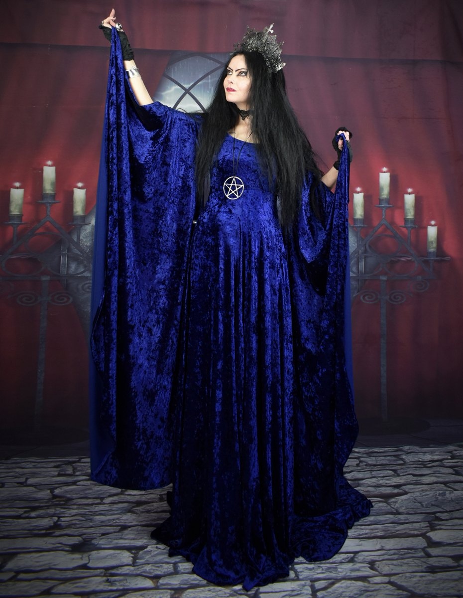 Velvet Fae of the Falls Gown - elven fairy goth medieval witch dress by Moonmaiden Gothic Clothing