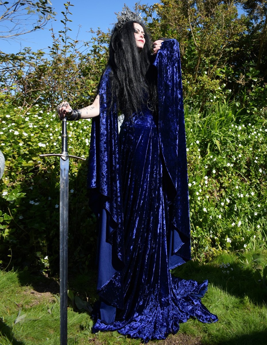 Velvet Fae of the Falls Gown - elven fairy goth medieval witch dress by Moonmaiden Gothic Clothing