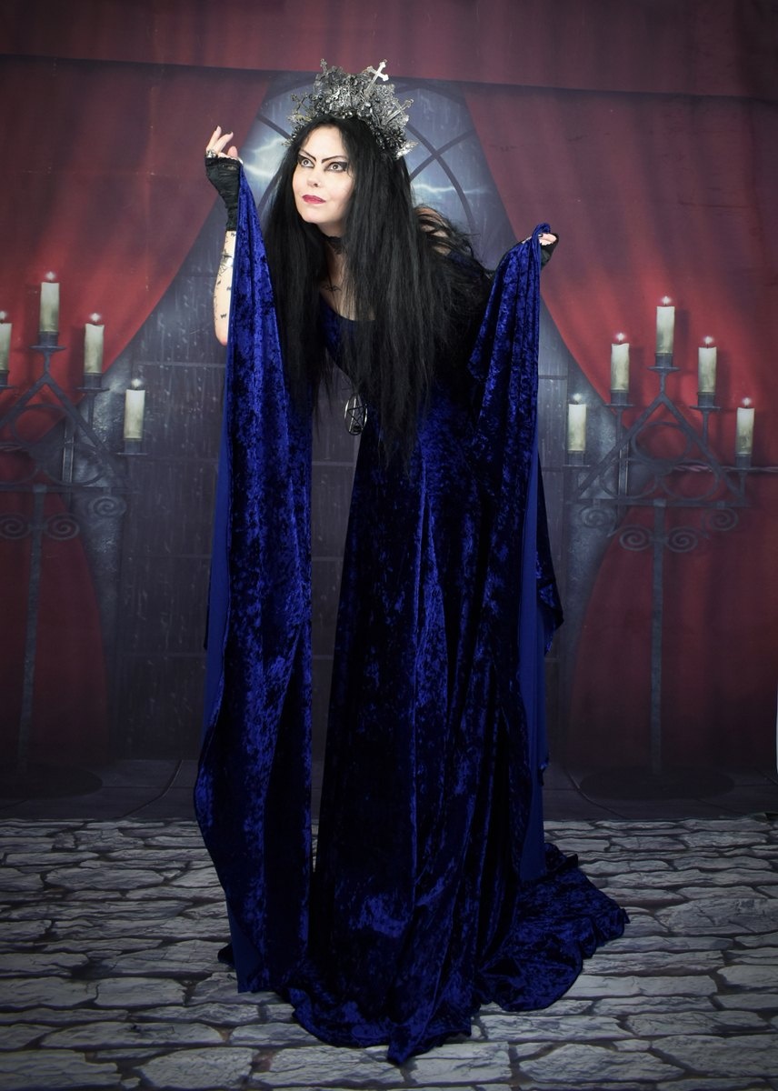 Velvet Fae of the Falls Gown - elven fairy goth medieval witch dress by Moonmaiden Gothic Clothing