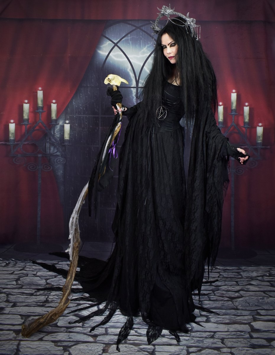 The Nirnaeth Lamentation Gown - cotton and raggedy lace witchy elven dress by Moonmaiden Gothic Clothing