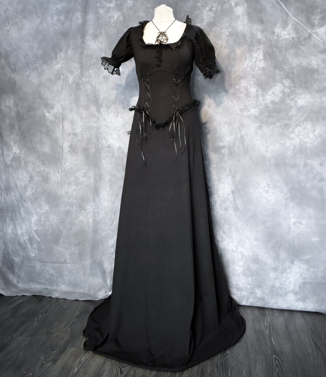 Graveheart Noir Dress - cotton lycra witchy dress by Moonmaiden Gothic Clothing