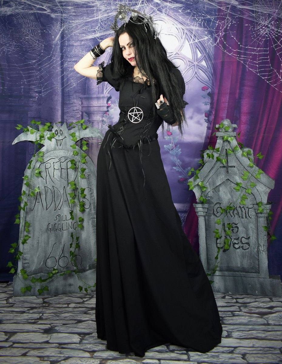 Graveheart Noir Dress - cotton lycra witchy dress by Moonmaiden Gothic Clothing