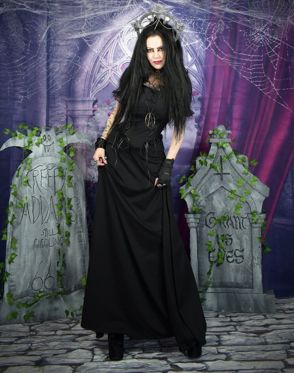Graveheart Noir Dress - cotton lycra witchy dress by Moonmaiden Gothic Clothing