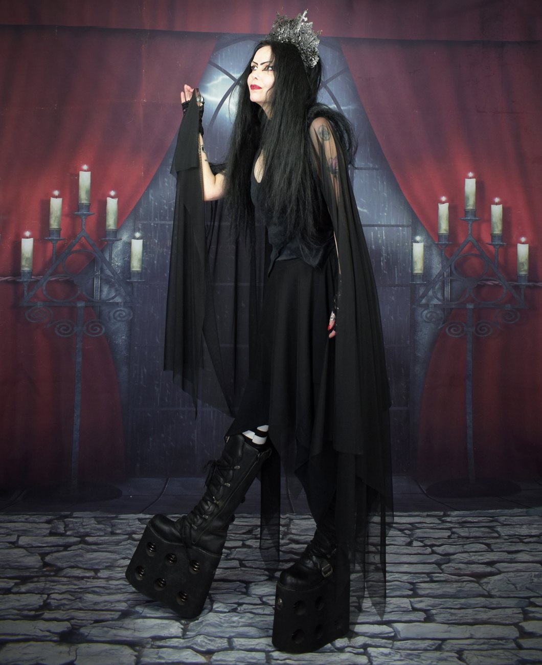 Evie Witch Skirt - mesh and cotton witchy swishy skirt by Moonmaiden Gothic Clothing