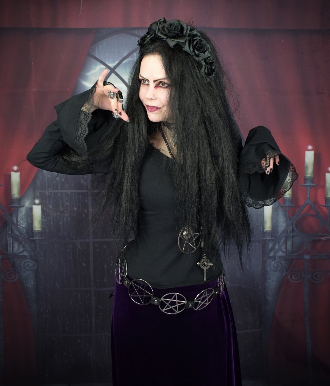 Morrigan Witch Hoodie - cotton lycra long sleeved hooded goth top by ...