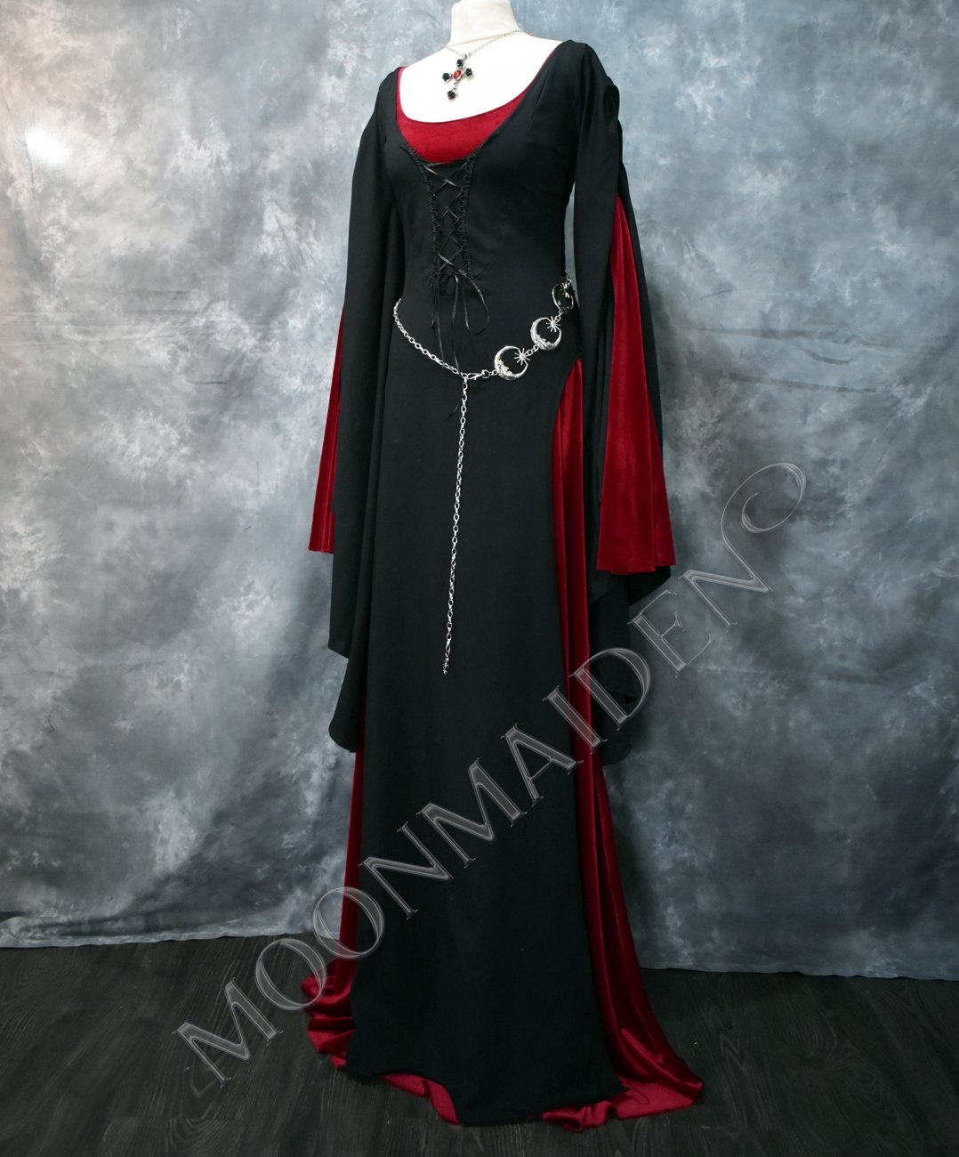 Shieldmaiden Dress - spandex velvet witchy dress by Moonmaiden Gothic Clothing