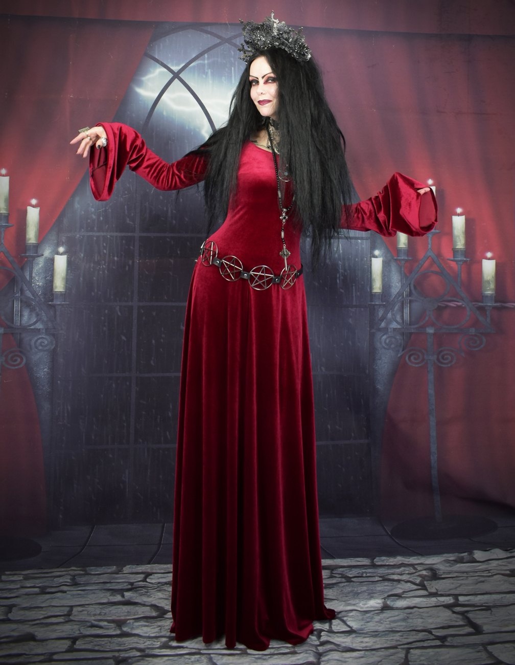 Shieldmaiden Dress - spandex velvet witchy dress by Moonmaiden Gothic Clothing