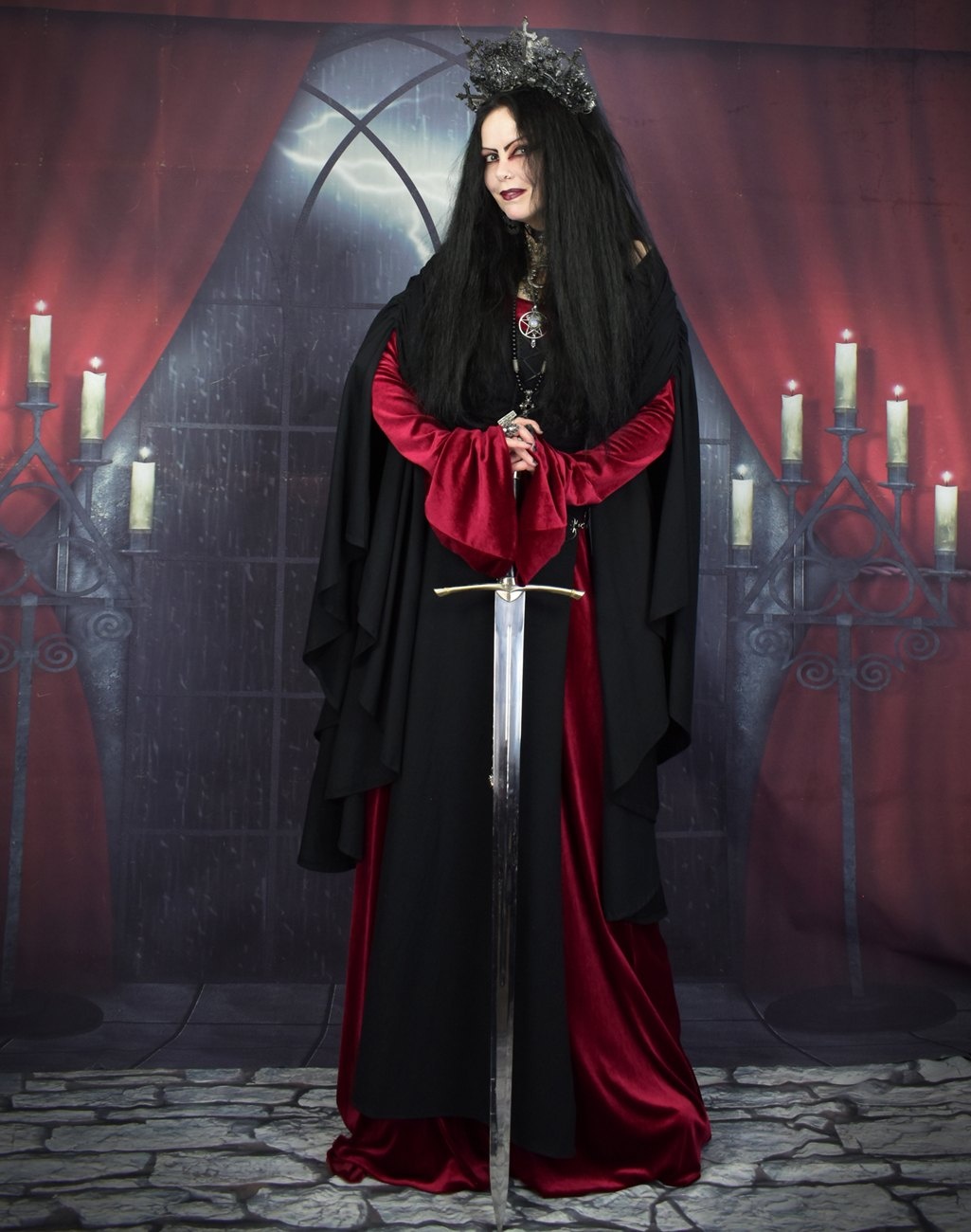 Shieldmaiden Overdress - cotton lycra witchy overdress by Moonmaiden Gothic Clothing