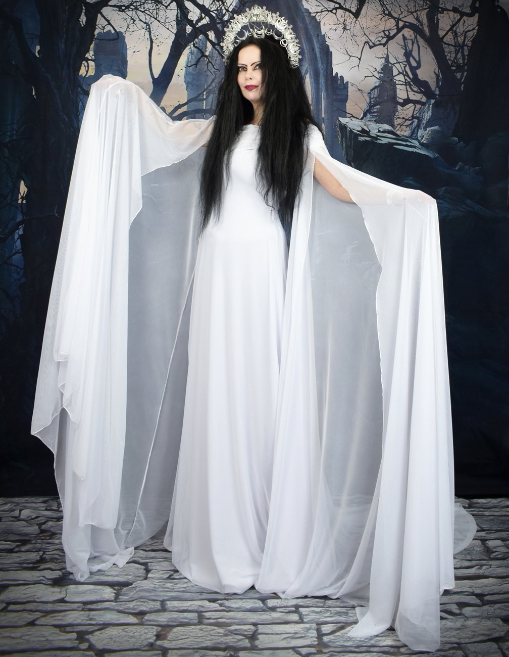 The Galadriel White Council Gown- elven hobbit cosplay dress by Moonmaiden Gothic Clothing