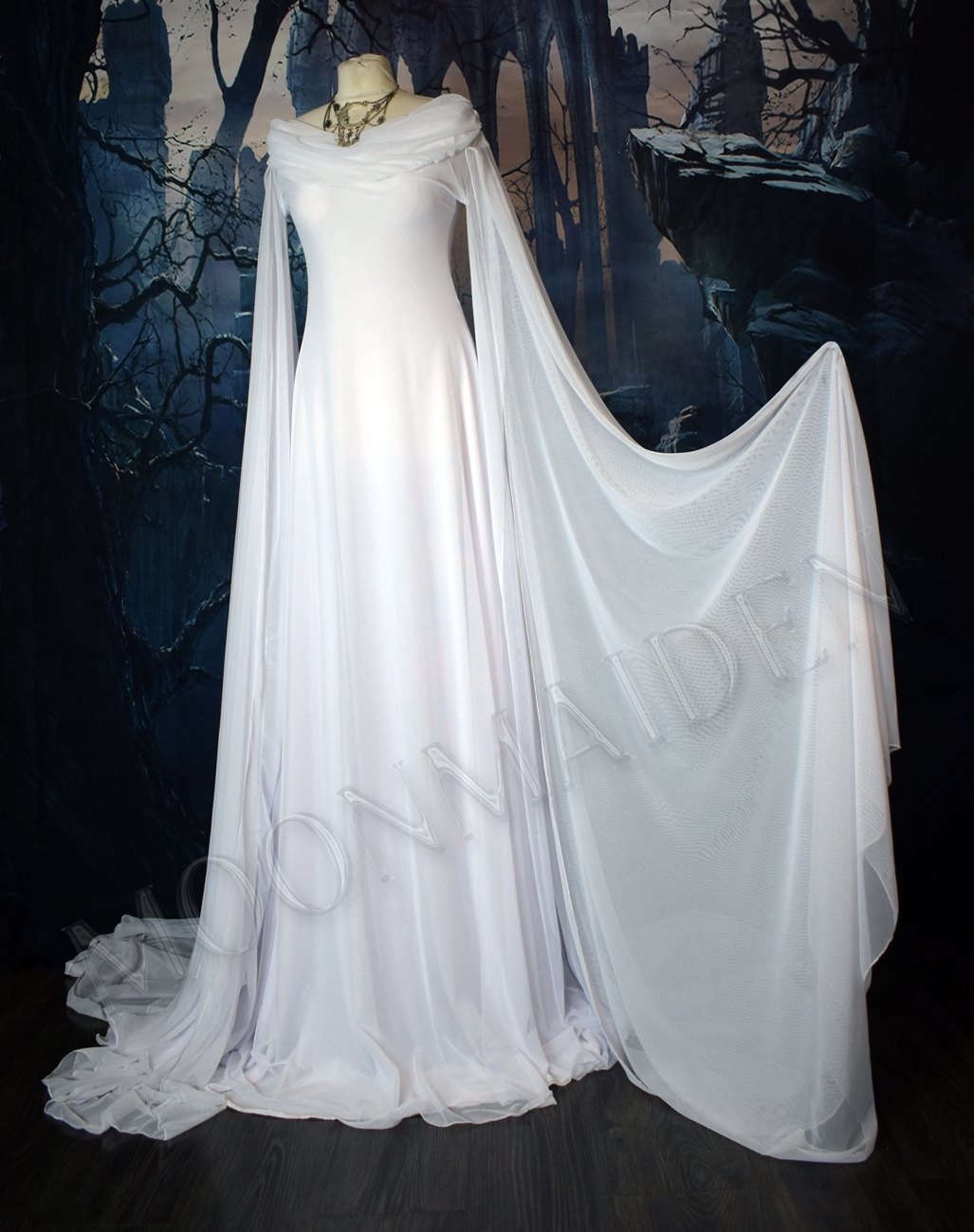 The Galadriel White Council Gown- elven hobbit cosplay dress by Moonmaiden Gothic Clothing