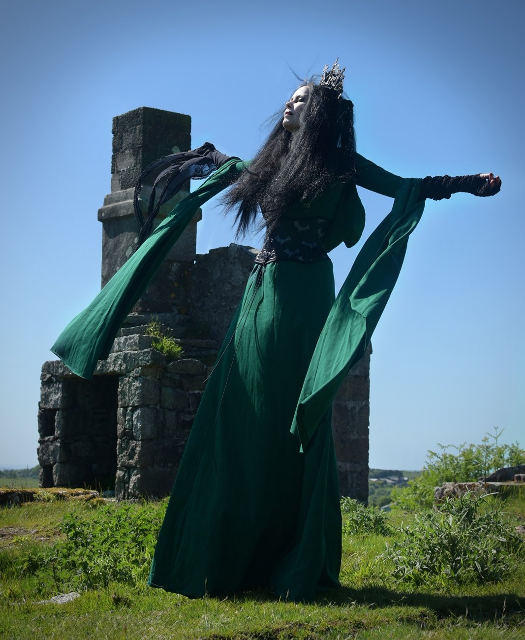 Forestwytch Gown - cotton lycra Forest Witch Dress by Moonmaiden Gothic Clothing