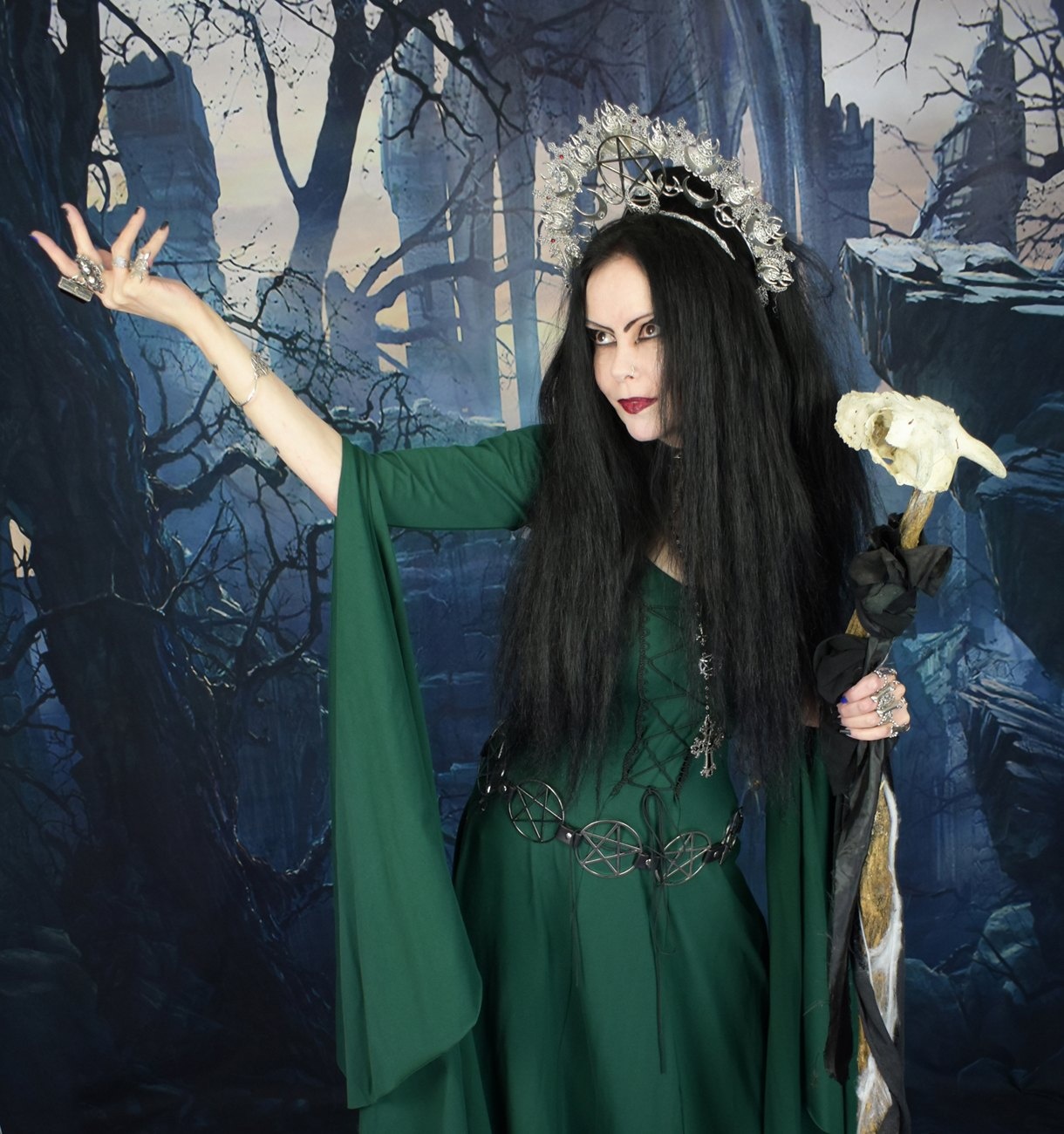 Forestwytch Gown - cotton lycra Forest Witch Dress by Moonmaiden Gothic Clothing