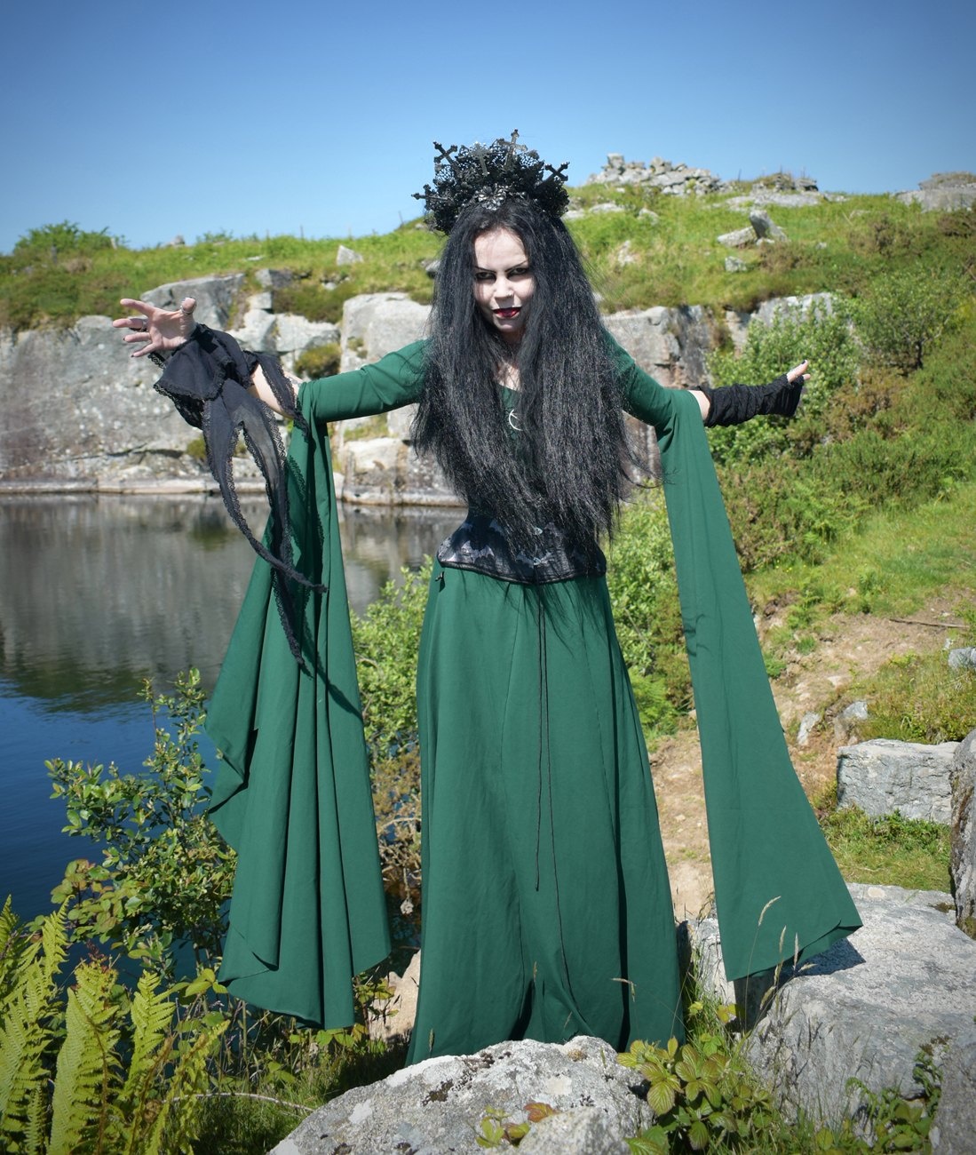 Forestwytch Gown - cotton lycra Forest Witch Dress by Moonmaiden Gothic Clothing