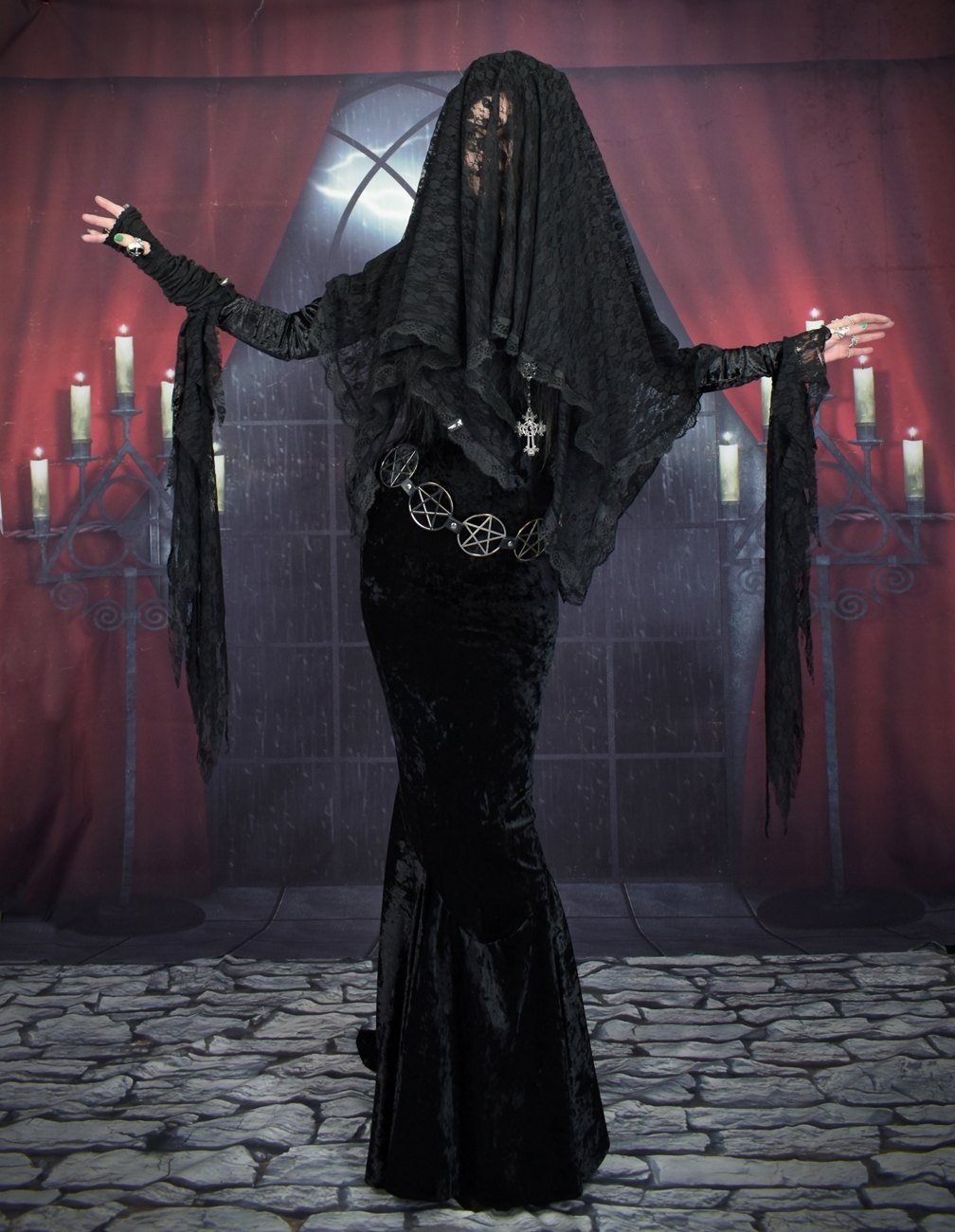 Velvet Morticia Raven Dress - crushed velvet morticia dress by Moonmaiden Gothic Clothing