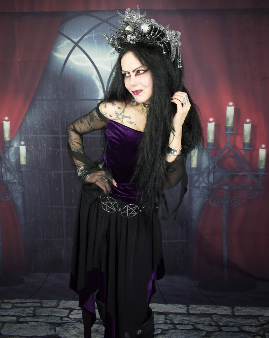 Nezaria Top - velvet and mesh everyday witchwear top by Moonmaiden Gothic Clothing