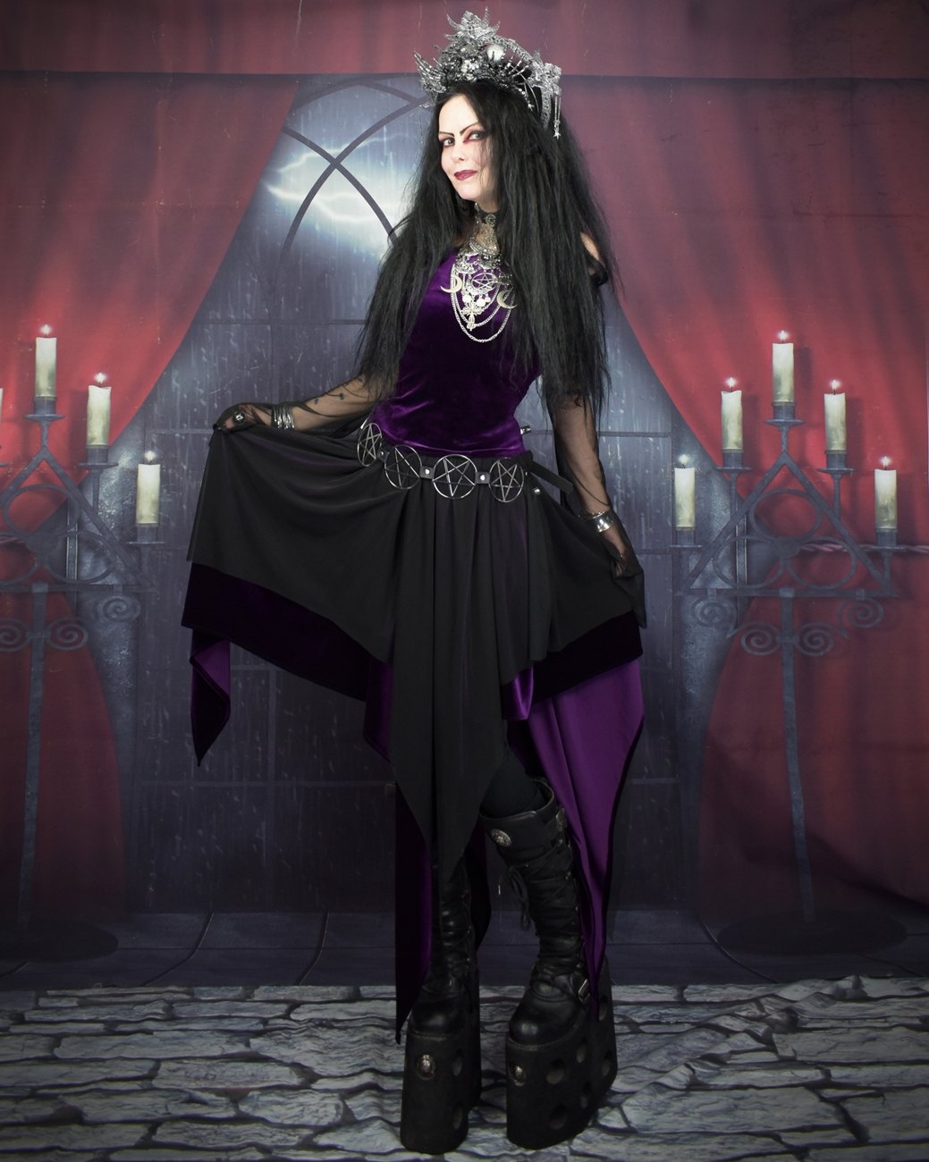 Nezaria Top - velvet and mesh everyday witchwear top by Moonmaiden Gothic Clothing