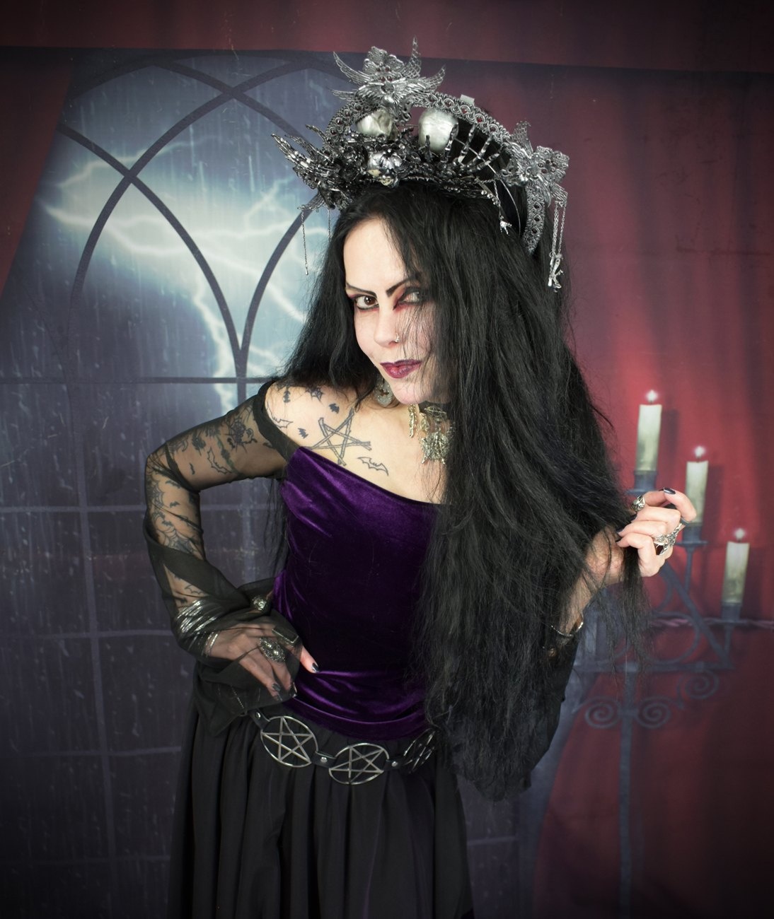 Nezaria Top - velvet and mesh everyday witchwear top by Moonmaiden Gothic Clothing