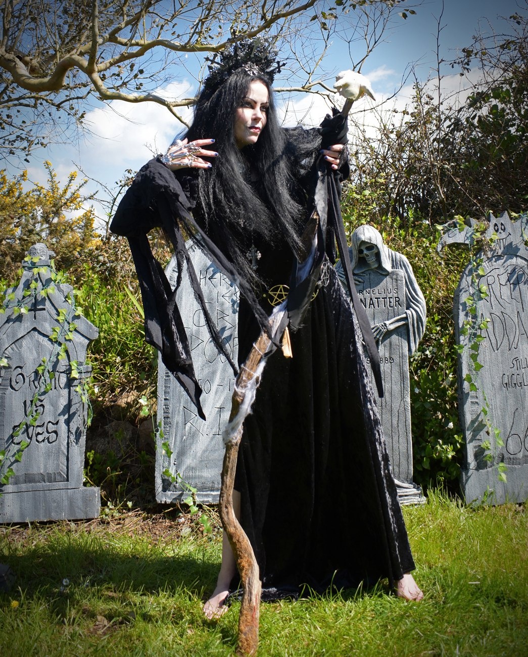 Velvet Morrigan Witch Dress - crushed velvet witchy goth gown by Moonmaiden Gothic Clothing