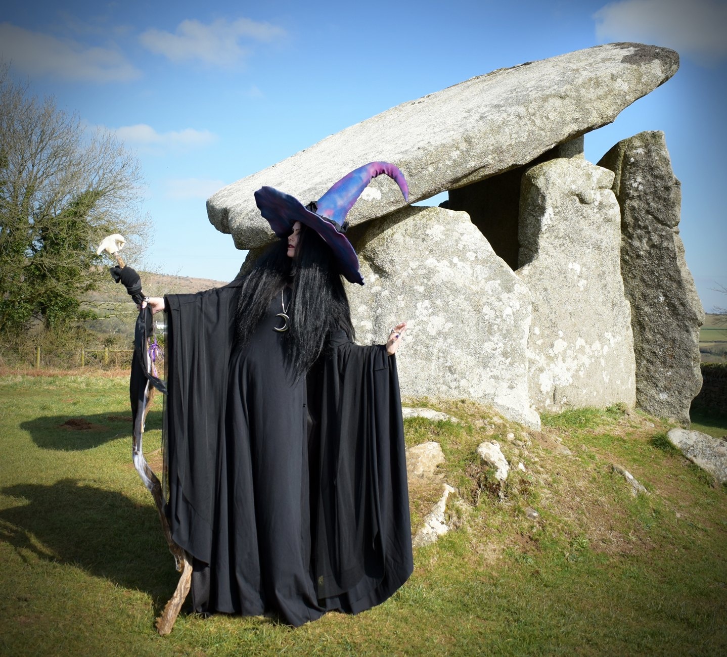 Hippywitch Hat - epic witch hat in purple and blue by Moonmaiden Gothic Clothing