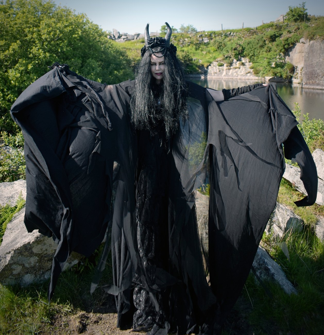 The Lilithia Gown - a raven-hued epic witch dress by Moonmaiden Gothic Clothing